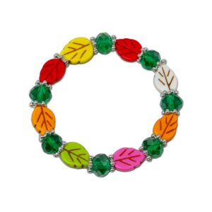 Multicolor Agate Leaf Stretch Bracelet