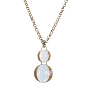 Art Deco Inspired White Cabochon Necklace